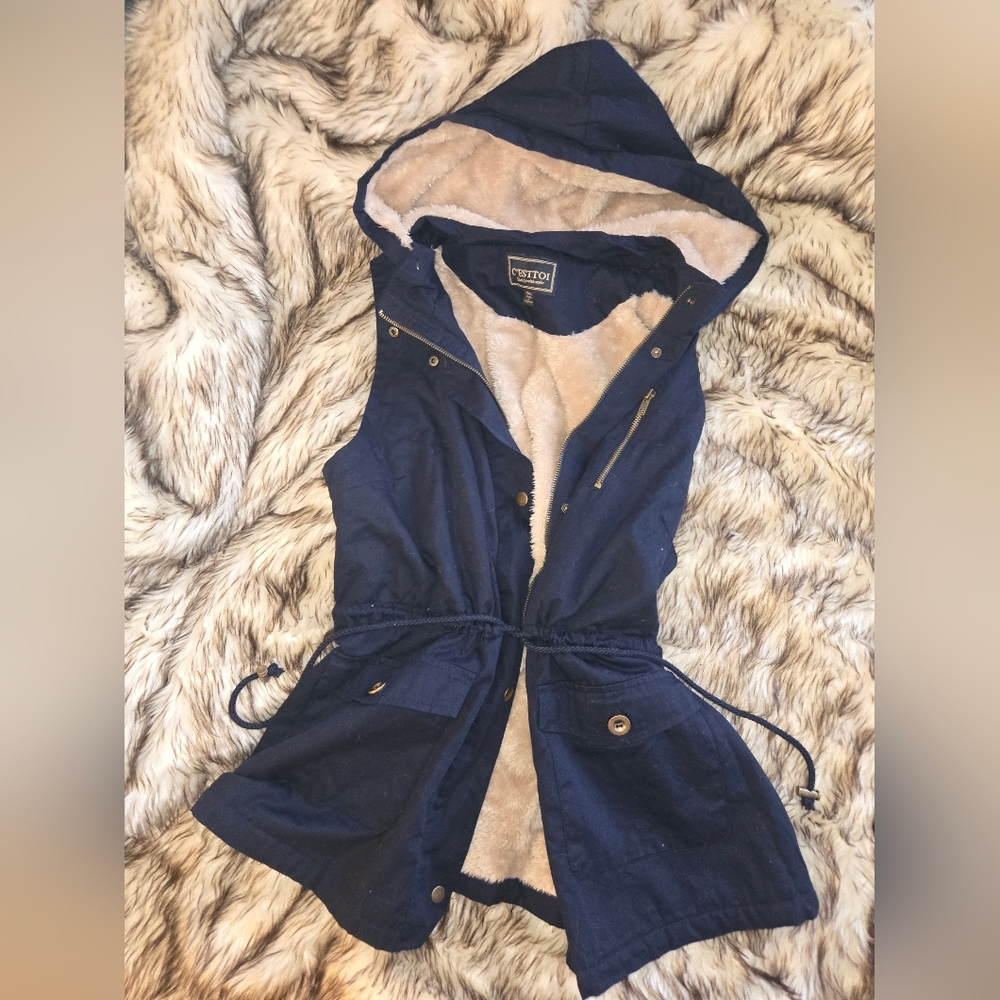 Cozy Navy Hooded Vest